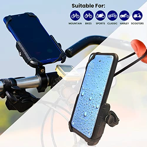 Motorcycle Phone Holder - Compatible with 4" to 6" Phone 360° Phone Protection Aluminium Clamp