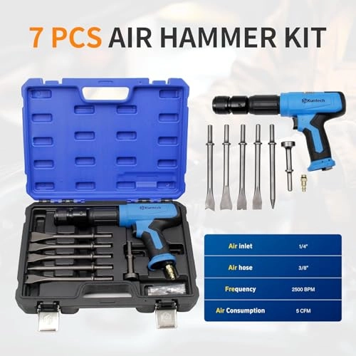 Pneumatic Chisel Hammer - 2500 Blows/min 7PCS Kit