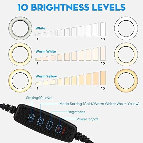 Ring Light LED - 6" Tripod 3 Light Modes