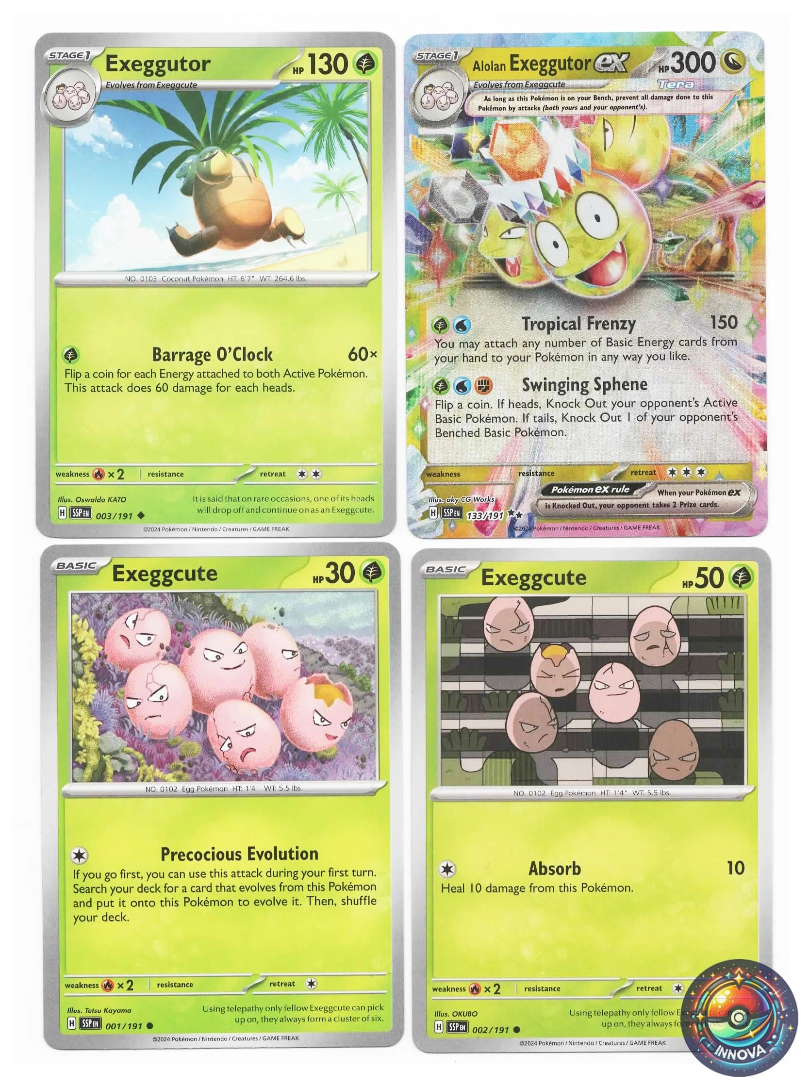 Pokémon Alolan Exeggutor ex 133/191 - Surging Sparks 4pcs
