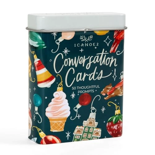 Conversation Cards - 50 Thoughtful Prompts Metal Tin