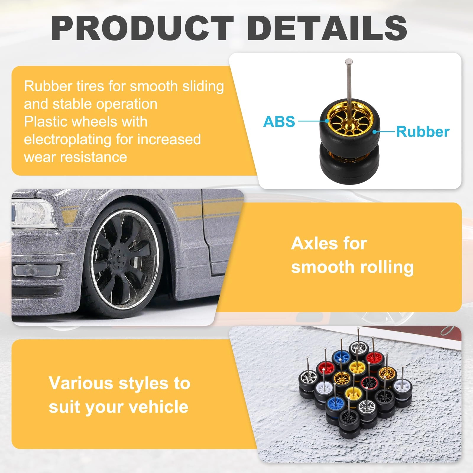Wheels and Tires - 8 Set 1/64