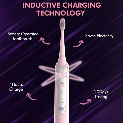 Sonic Electric Toothbrush - 5 Replacement Heads 3 Brushing Modes