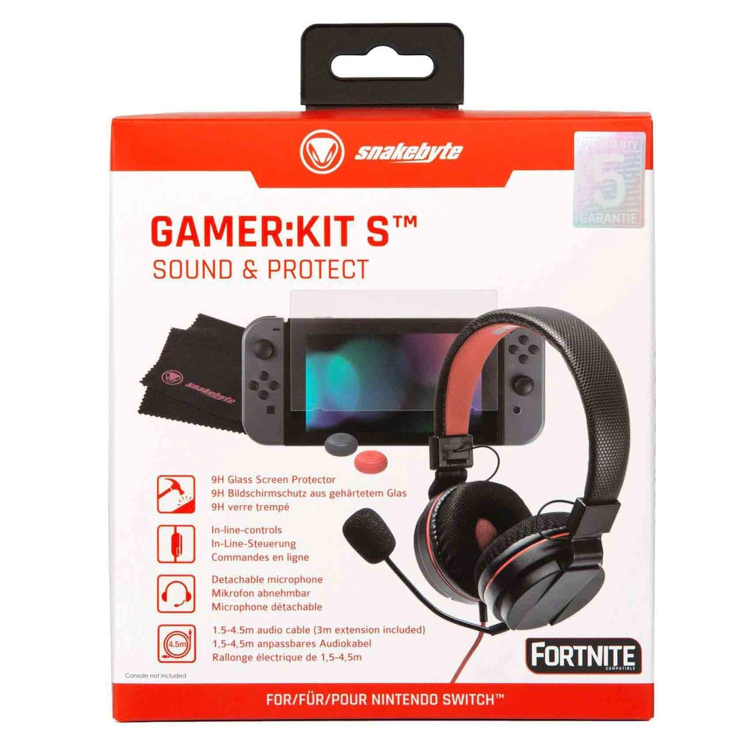 Gaming Headset + Tempered Glass Screen Protector + Rubberized Thumb Grips + Protective Case + Stereo Earbuds - Nintendo Switch
