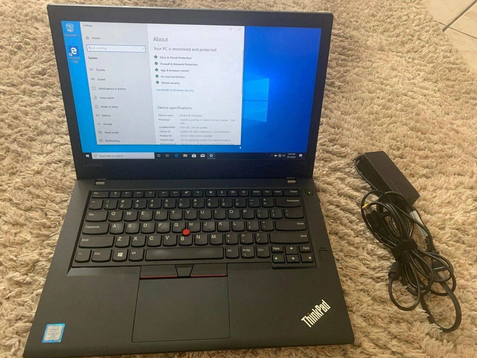 (Renewed) ThinkPad T470 20JM-S0Q000 - 14'' Core i5-6300U 8GB DDR4 256GB SSD