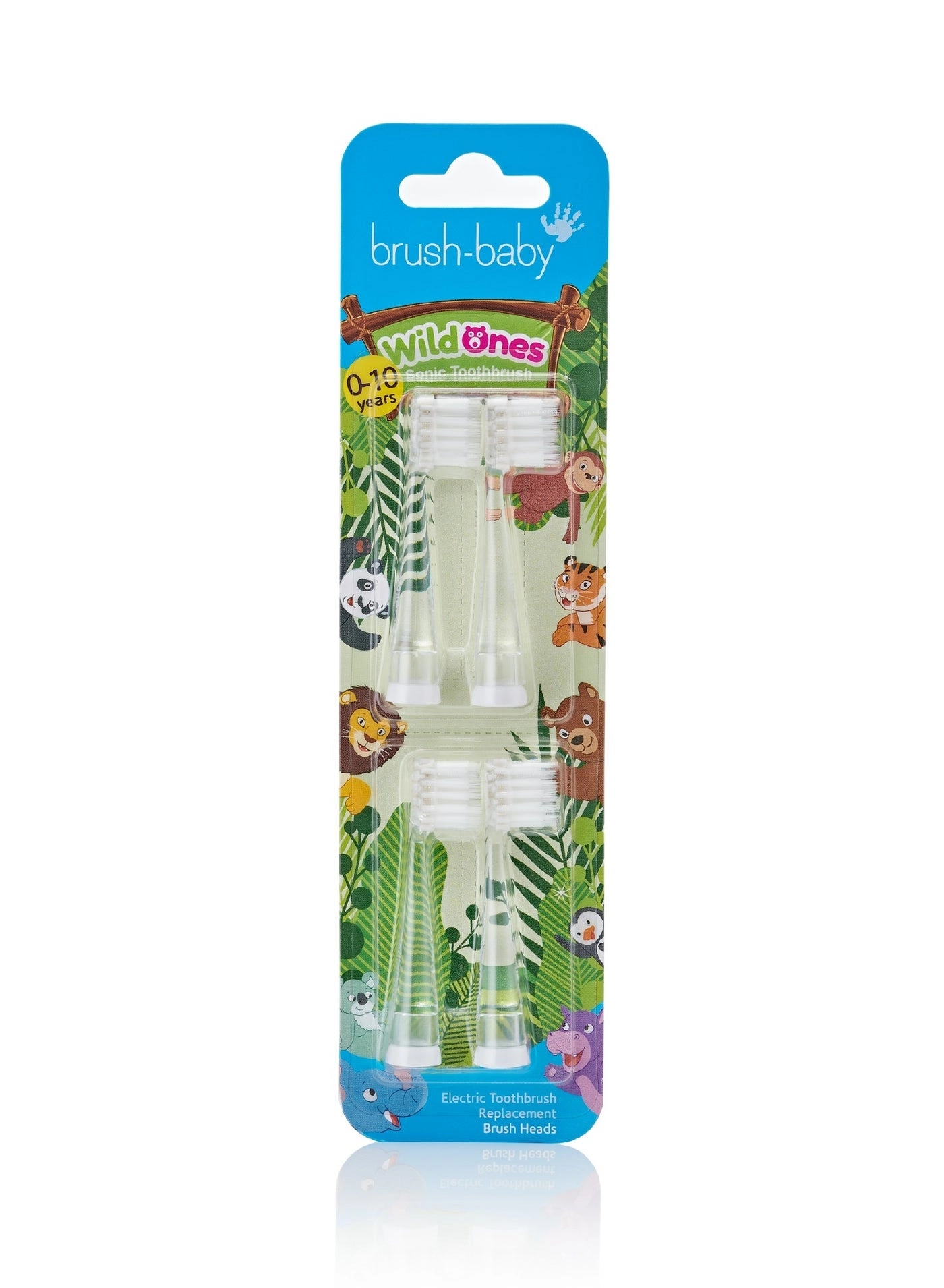 BrushBaby WildOnes Electric Toothbrush Replacement Heads - Pack of 4 LED Light 0-10 Years