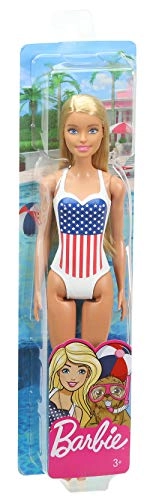 Beach Blonde Doll - White One-Piece Swimsuit American Flag Inspired Ages 3+