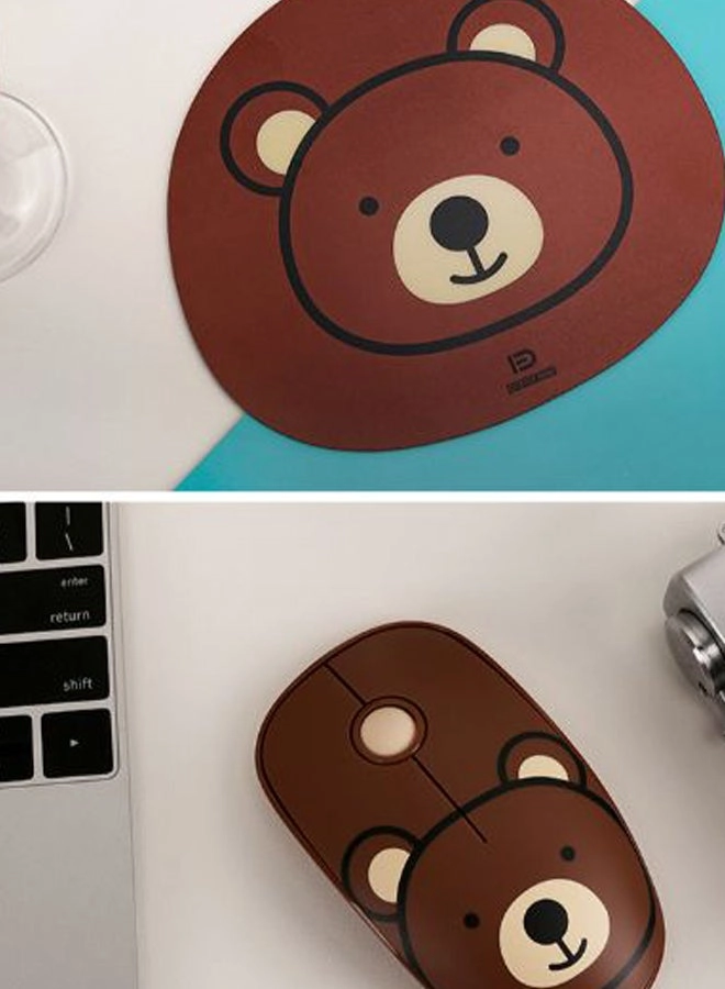 Cartoon Style Ergonomic Mouse with Mouse Mat - Wireless