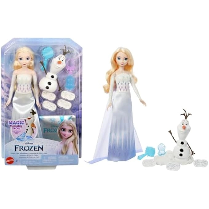 Elsa Fashion Doll - Frozen 2 + Olaf Figure - Snow Dough Stamper Ages 3+