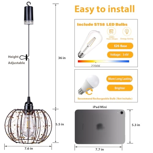 Battery Operated Hanging Outdoor Chandelier - Red Copper 2