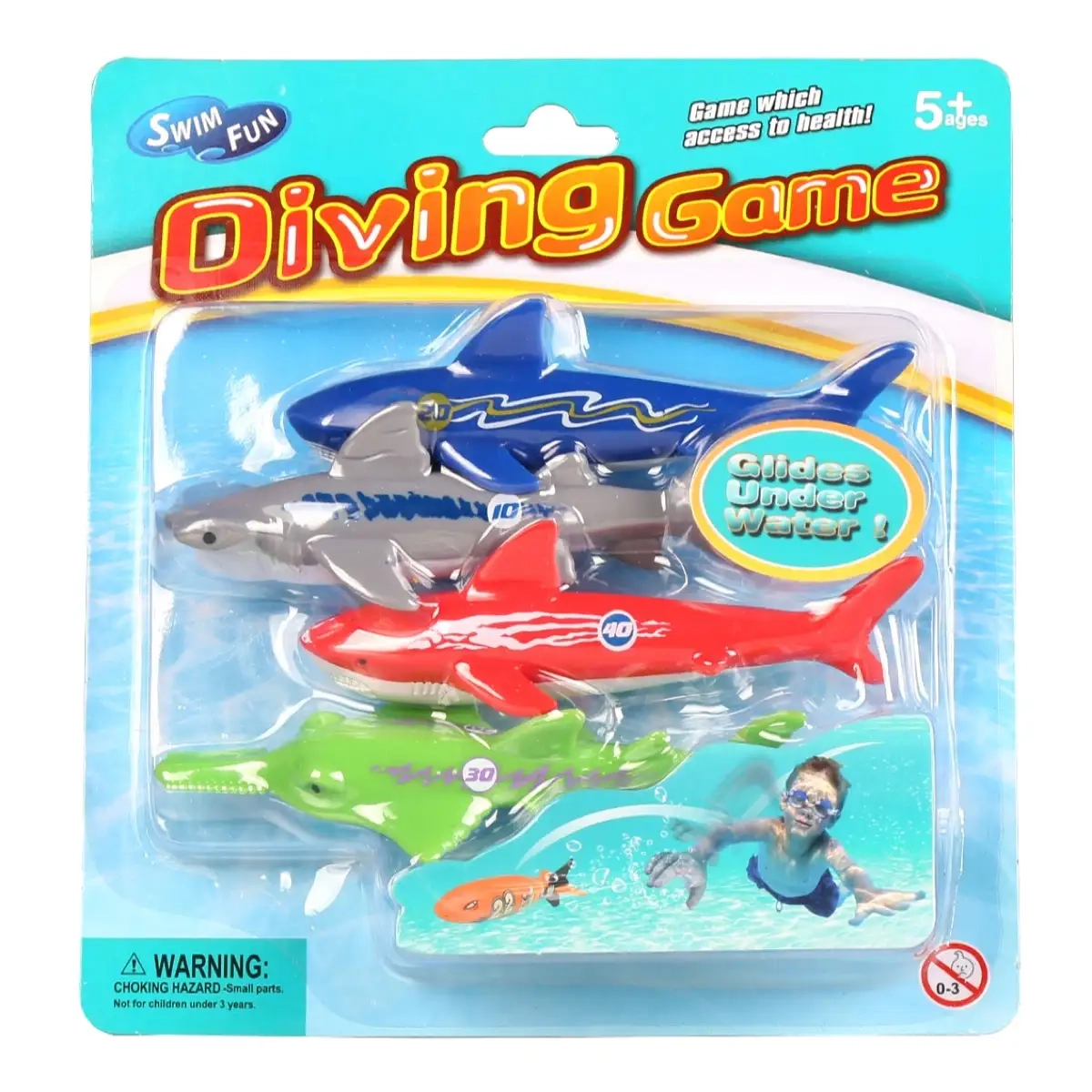 Swim Fun Diving Game Shark - 4 Pc. Plastic