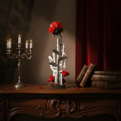 Skull Hand Red Rose - 12IN H ABS
