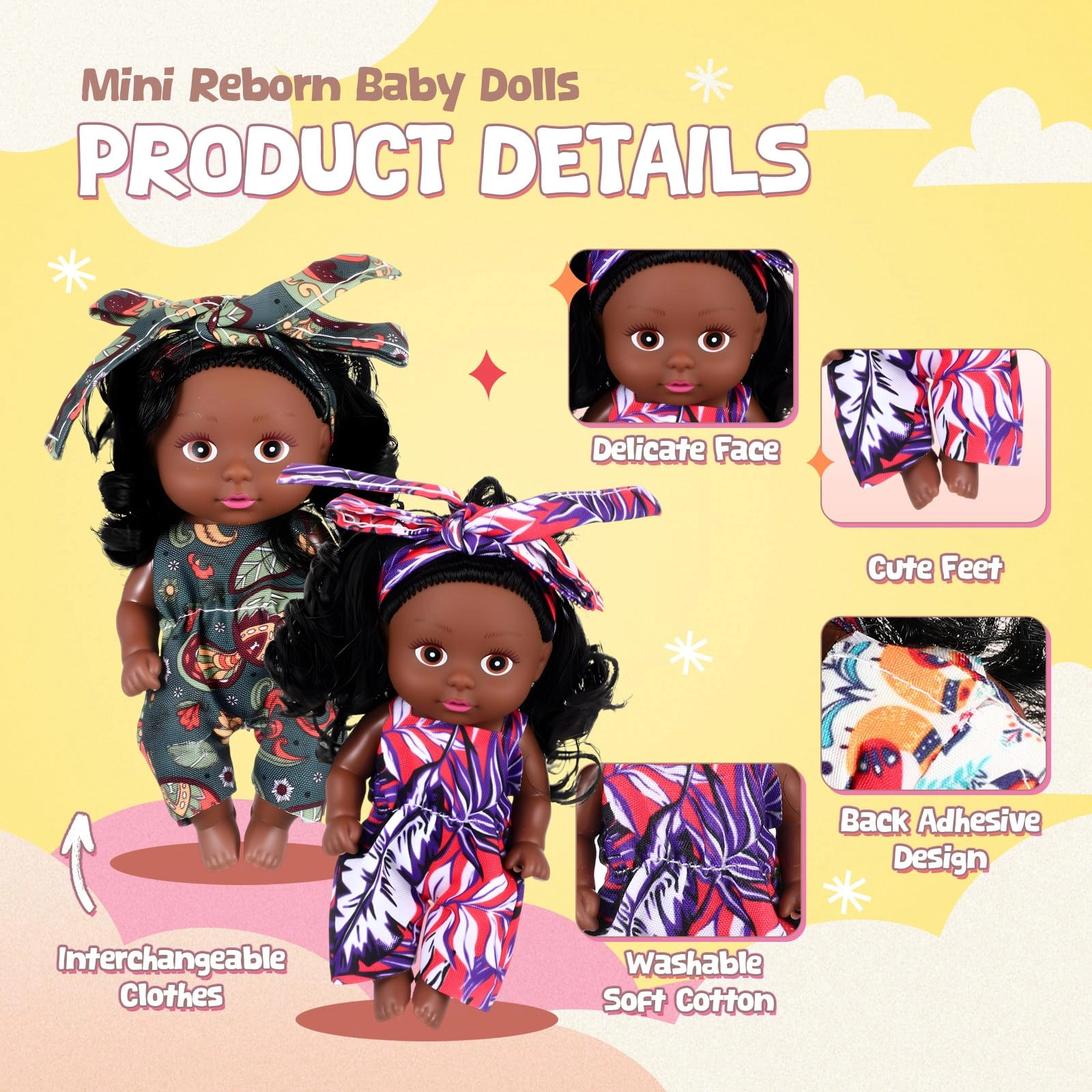 Reborn Baby Doll - 4 Inch 6 Pcs Set
