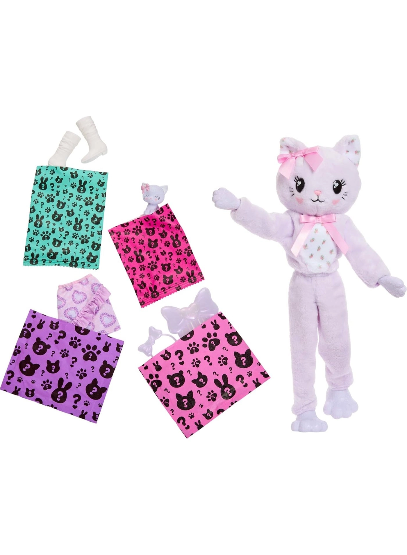 Barbie Cutie Reveal - JJP64 + Cuddly Series Kitten - 10 Surprises