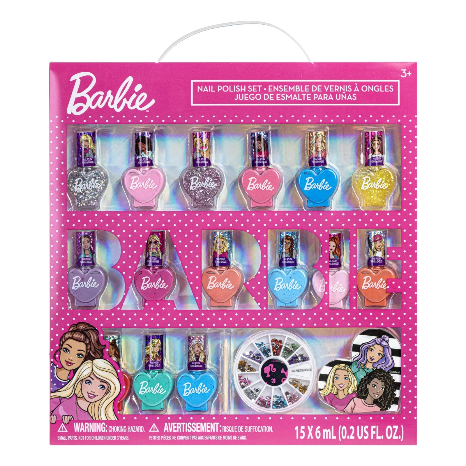Townley Girl Barbie Movie Nail Polish Activity Makeup Set - 3+ years 18 pcs