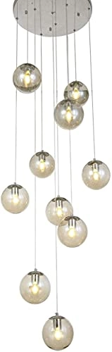 Long Chandelier - 10 lights Glass ball