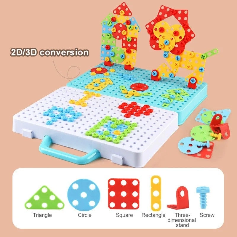 Assembling Building Block Toy - Electric drill Screw puzzle