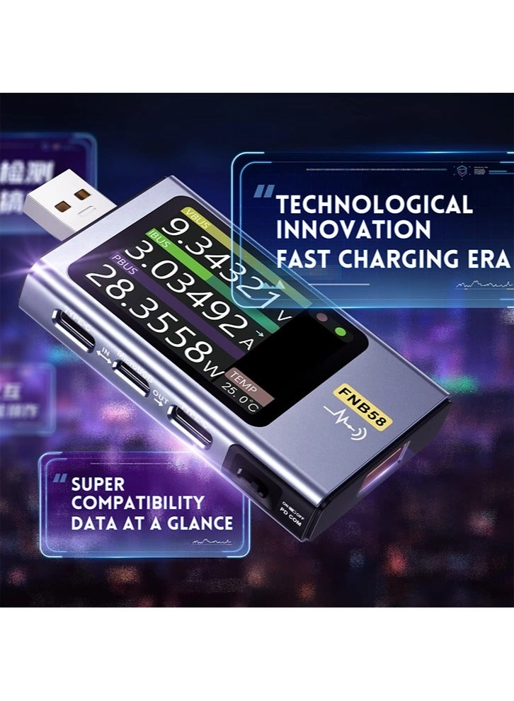 FNB58 - Digital Voltmeter Ammeter USB Tester TYPE-C Fast Charge Detection