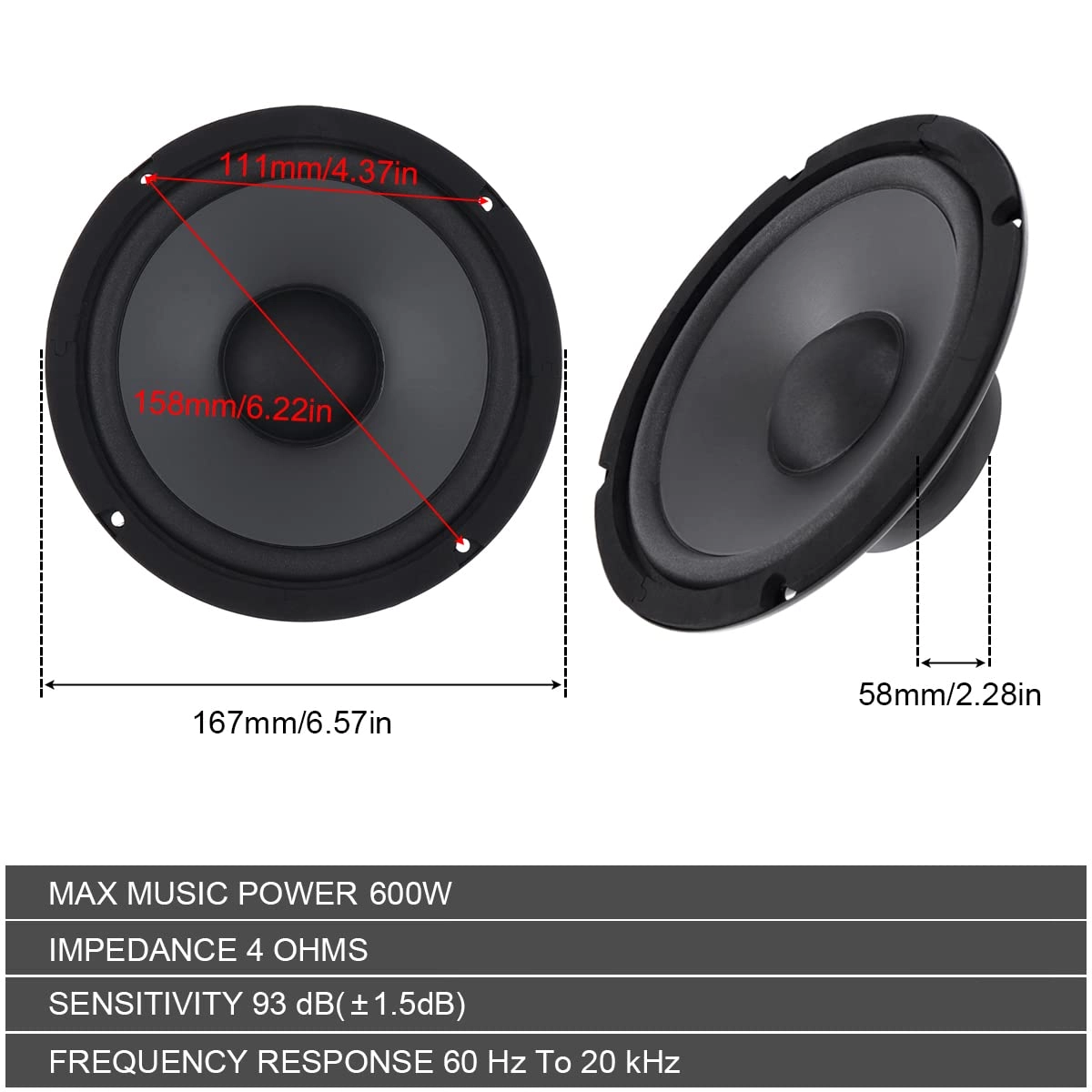 Coaxial Car Speakers - 6.5"