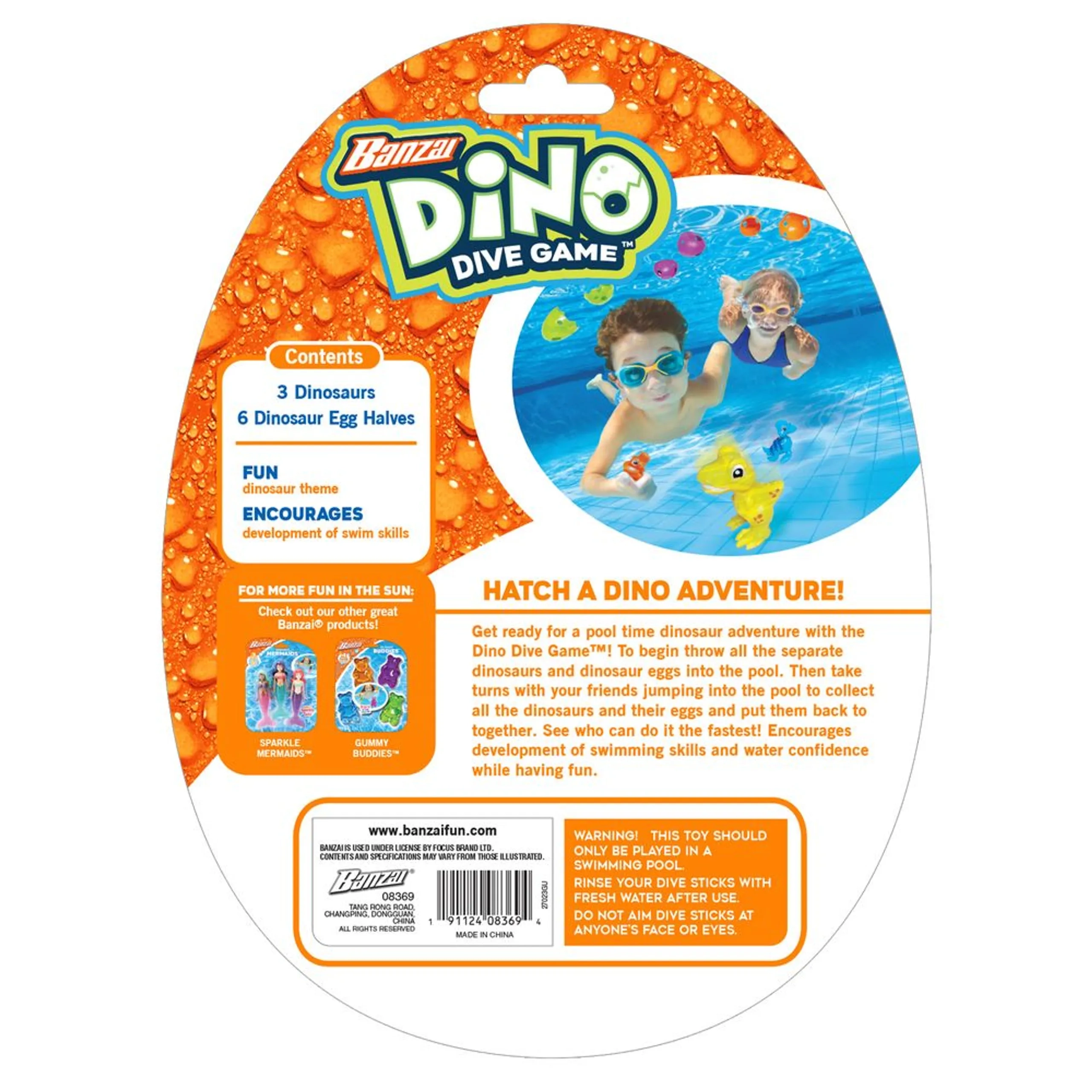 Dino Dive Game - 3 Dinosaur Pieces 6 Dinosaur Egg Halves