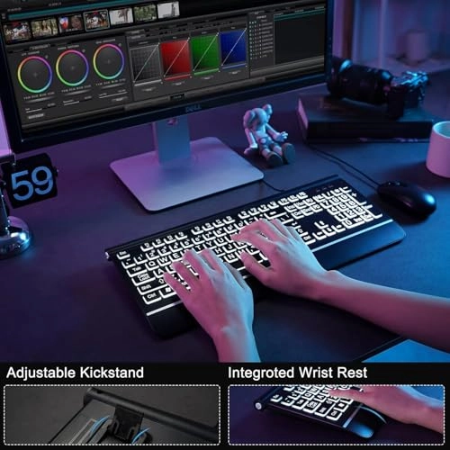 Large Letter Backlit Keyboard - QWERTY Wired