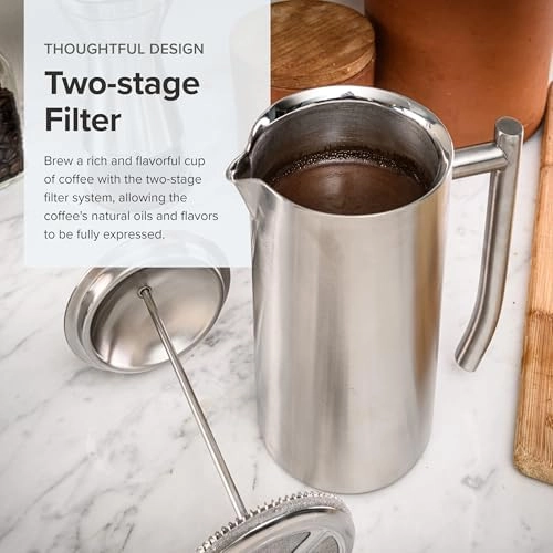 Double-Walled Stainless Steel French Press - 23 oz Insulated