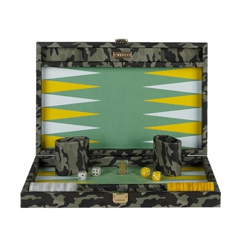 Backgammon Set - 15 inch Teal Green Alligator Vegan Leather