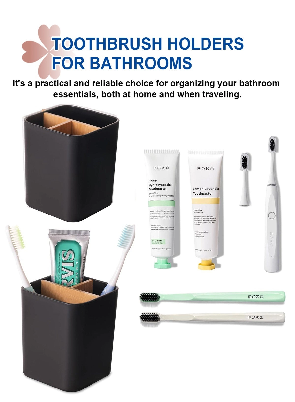 Bamboo Toothbrush Holder - Bathrooms 3 Slots