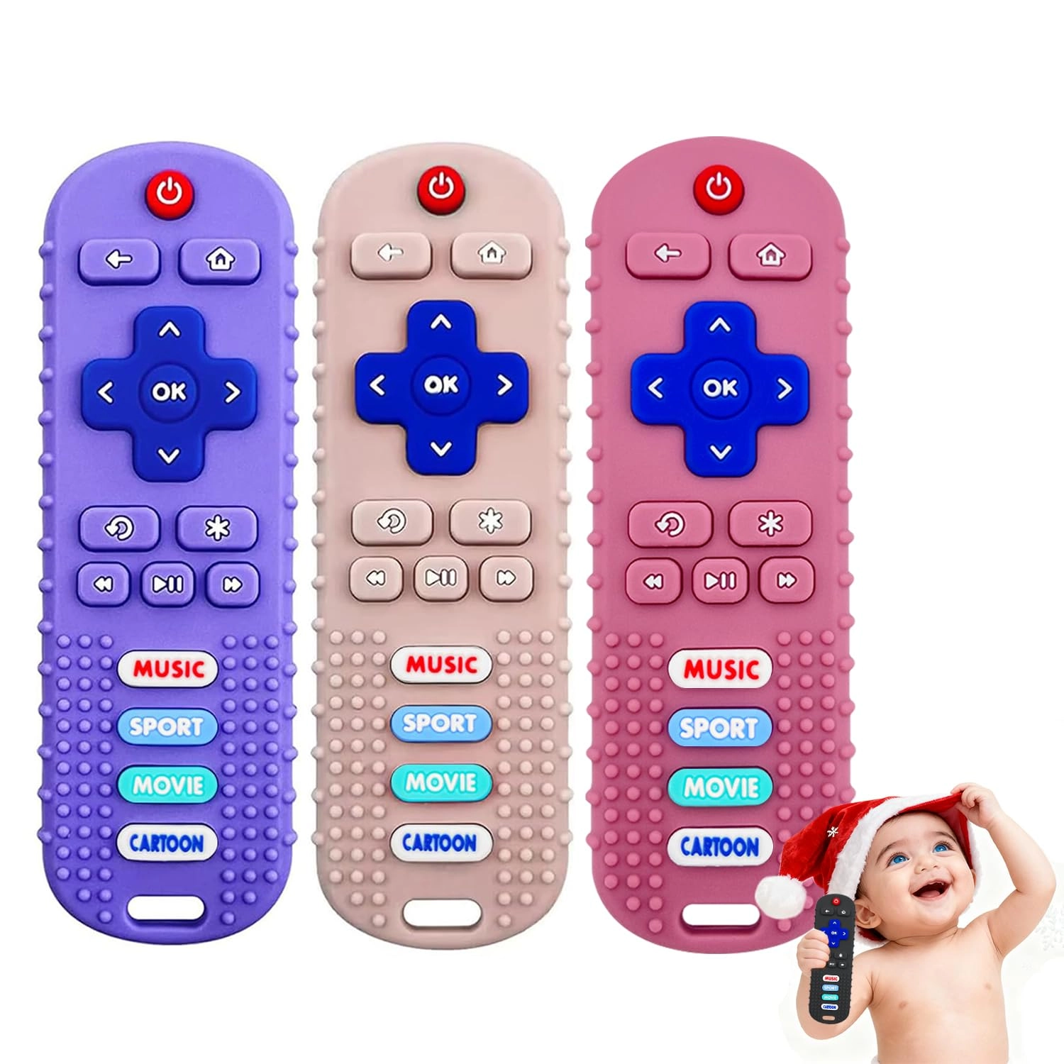 3 Pack Remote Control Shape Teethers - Silicone