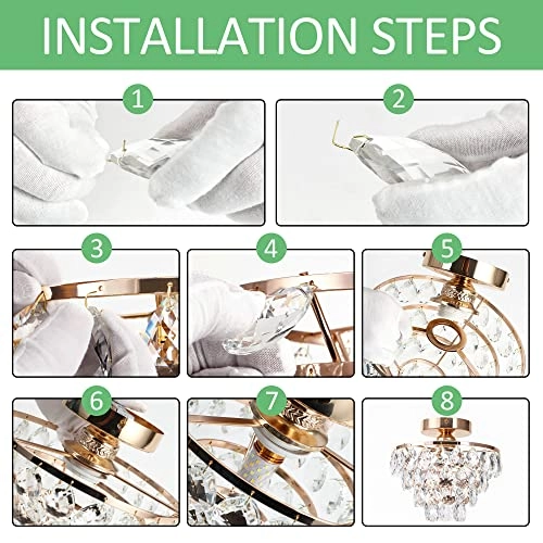 Mini Small Crystal Ceiling Lamp - Dimmable