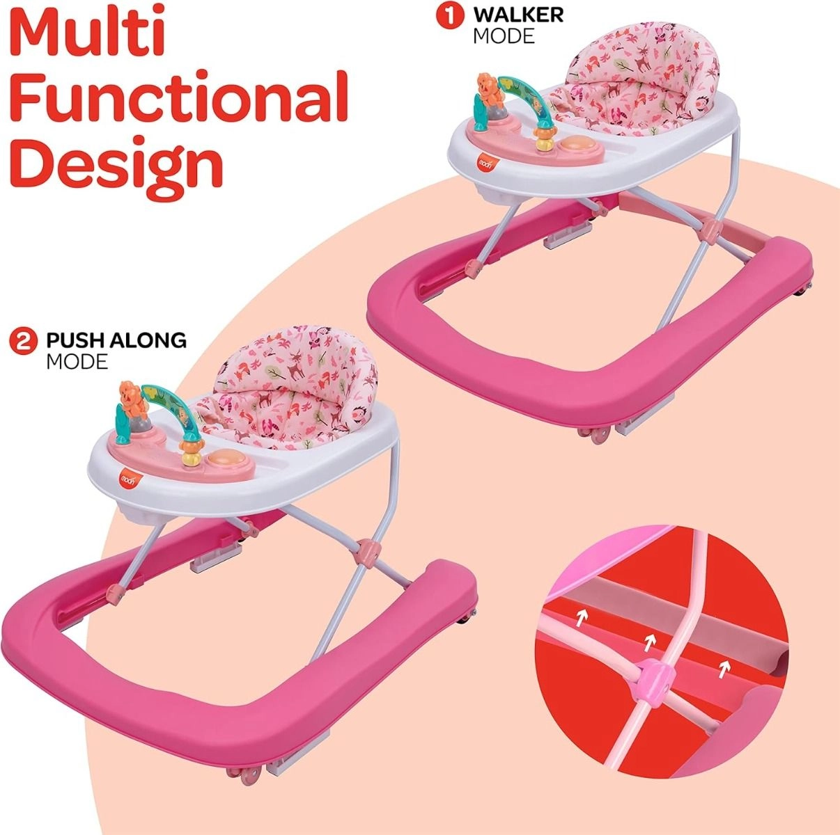 Stride Height Adjustable Walker - With Music