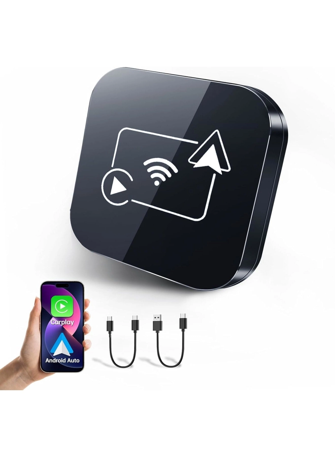 Wireless CarPlay Adapter - USB-A & USB-C 2-in-1 CarPlay & Android Auto