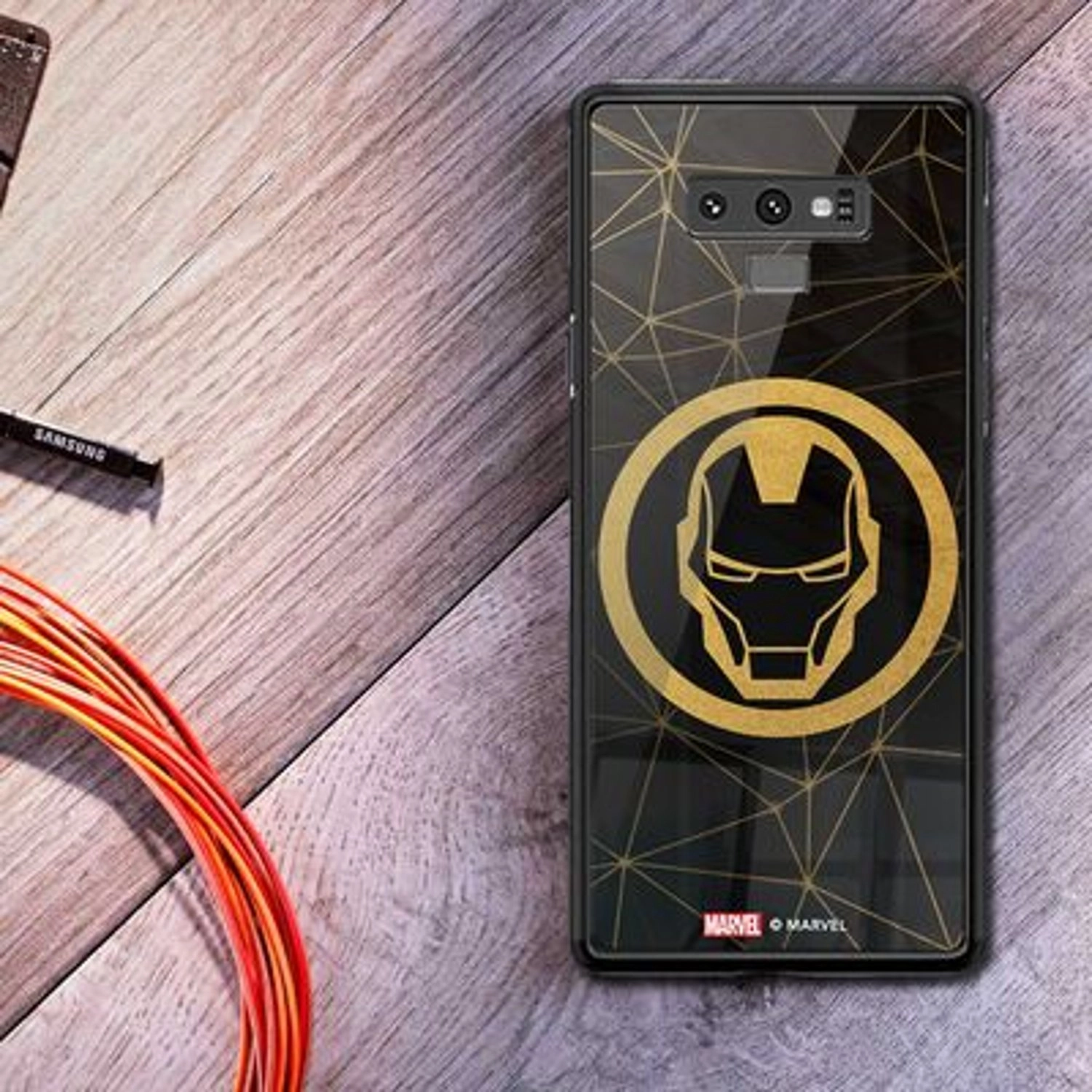 Ironman Gold Collection Back Case for Galaxy Note 9 - TPU Bumper Case + Tempered Glass Back