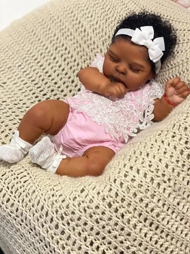 Reborn Baby Doll - 19 Inch Silicone Dark Skin Ages 3+