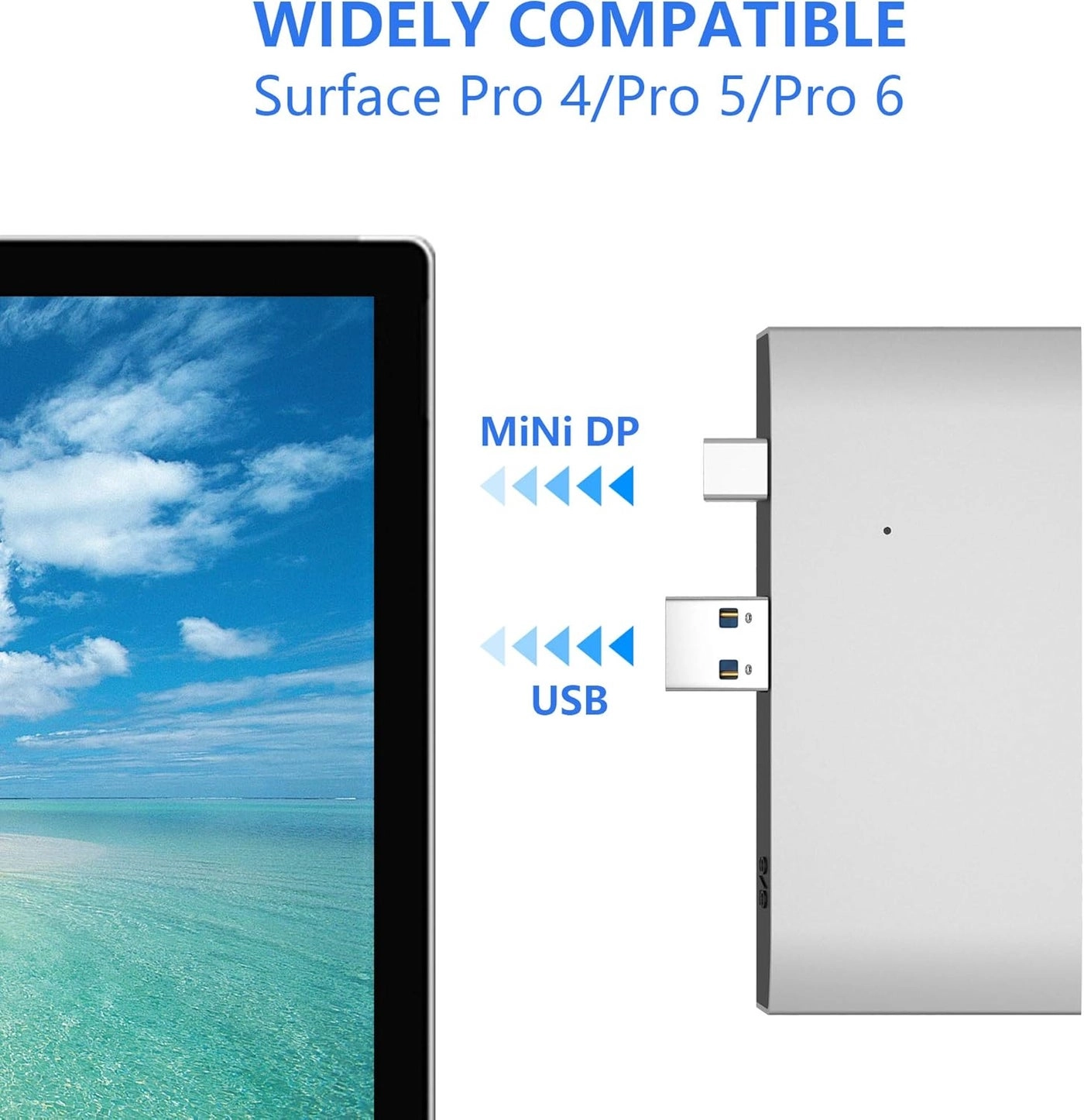 Surface Pro Docking Station - 3 USB 3.0 4K HDMI SD Micro SD Card Reader