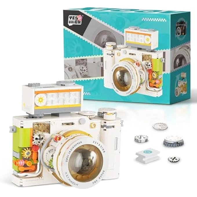 Generic VINTAGE CAMERA MINI BUILDING SET - White Replica