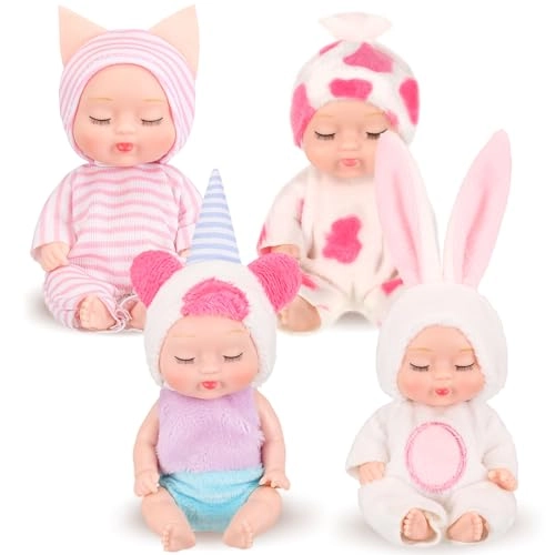 Hanaive Reborn Baby Doll - 4 Inch Animal Clothes 4 Pcs Bundle