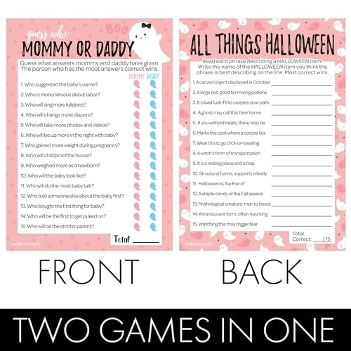 Guess Who Mommy or Daddy - 20 Cards + All Things Halloween Matching Game Adult