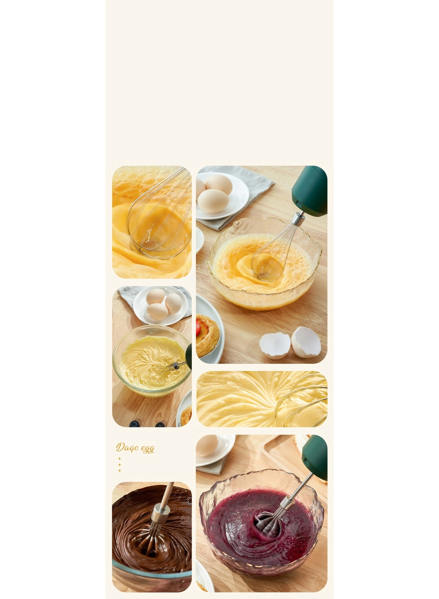 Cordless Handheld Electric Mixer - Rechargeable Green