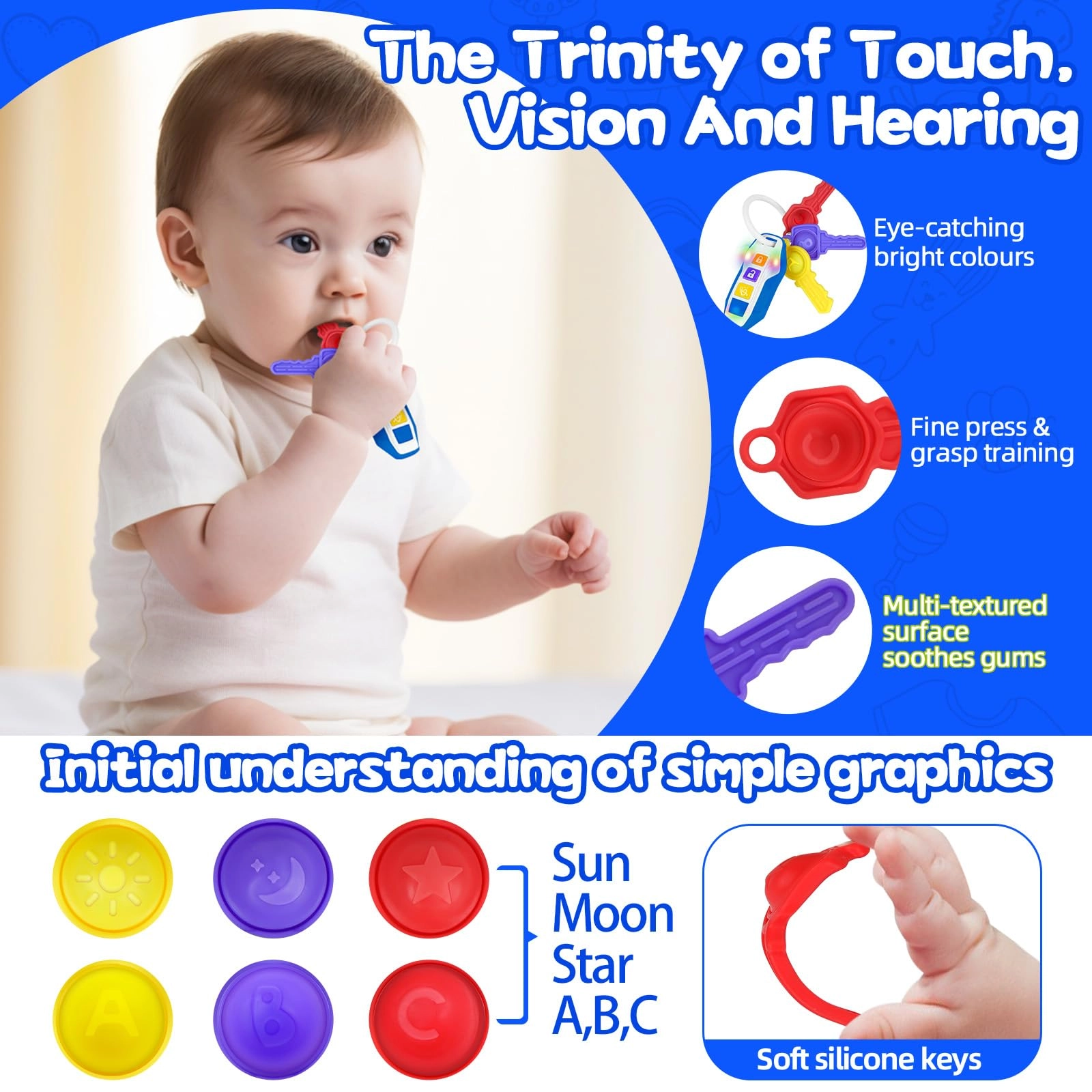 Baby Key Teether - Plastic, Silicone