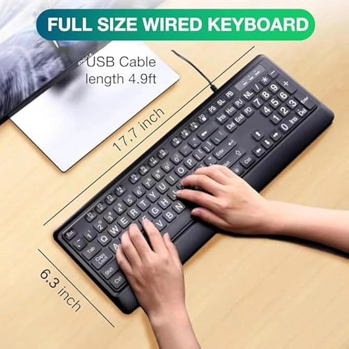 Large Letter Backlit Keyboard - QWERTY Wired