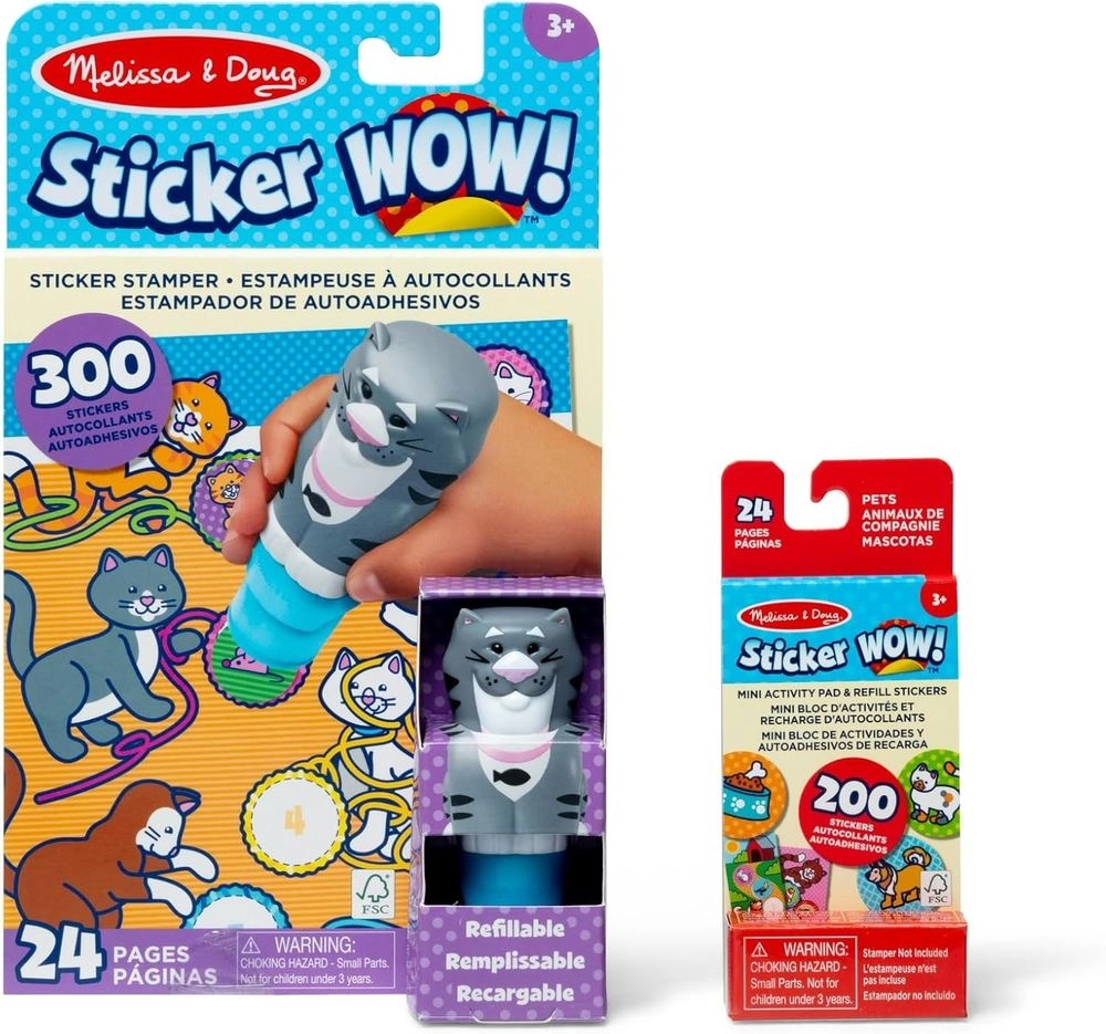 Melissa & Doug Sticker Wow! Stamper + Mini Activity Pad + Refill Sticker Roll
