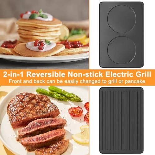 2 in 1 Electric Griddle - 8 Cheese Pans Adjustable Temperature