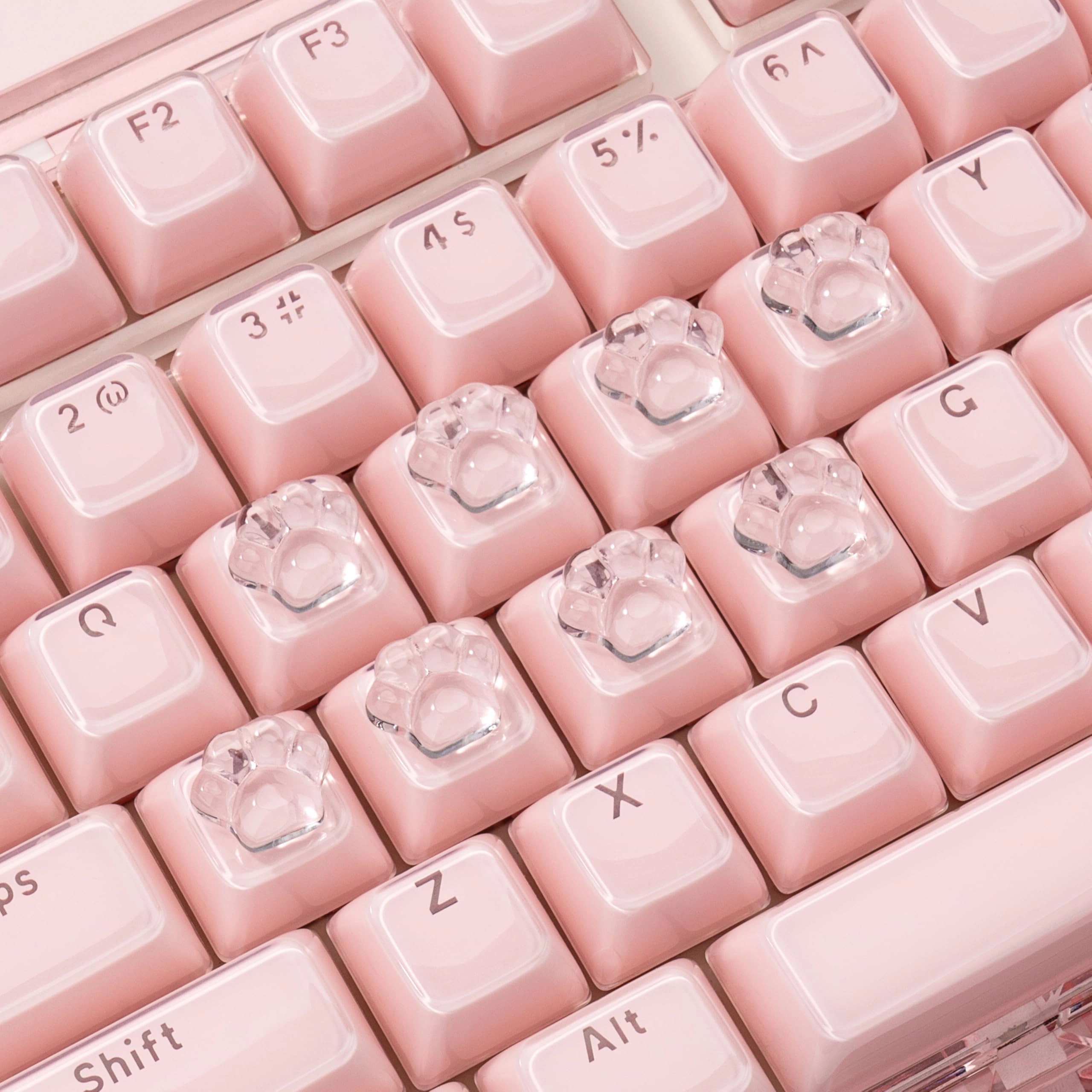 COOMICKEY Cat Paw Shape Raised Keyboard Stickers - 20 PCS Crystal Clear Glass
