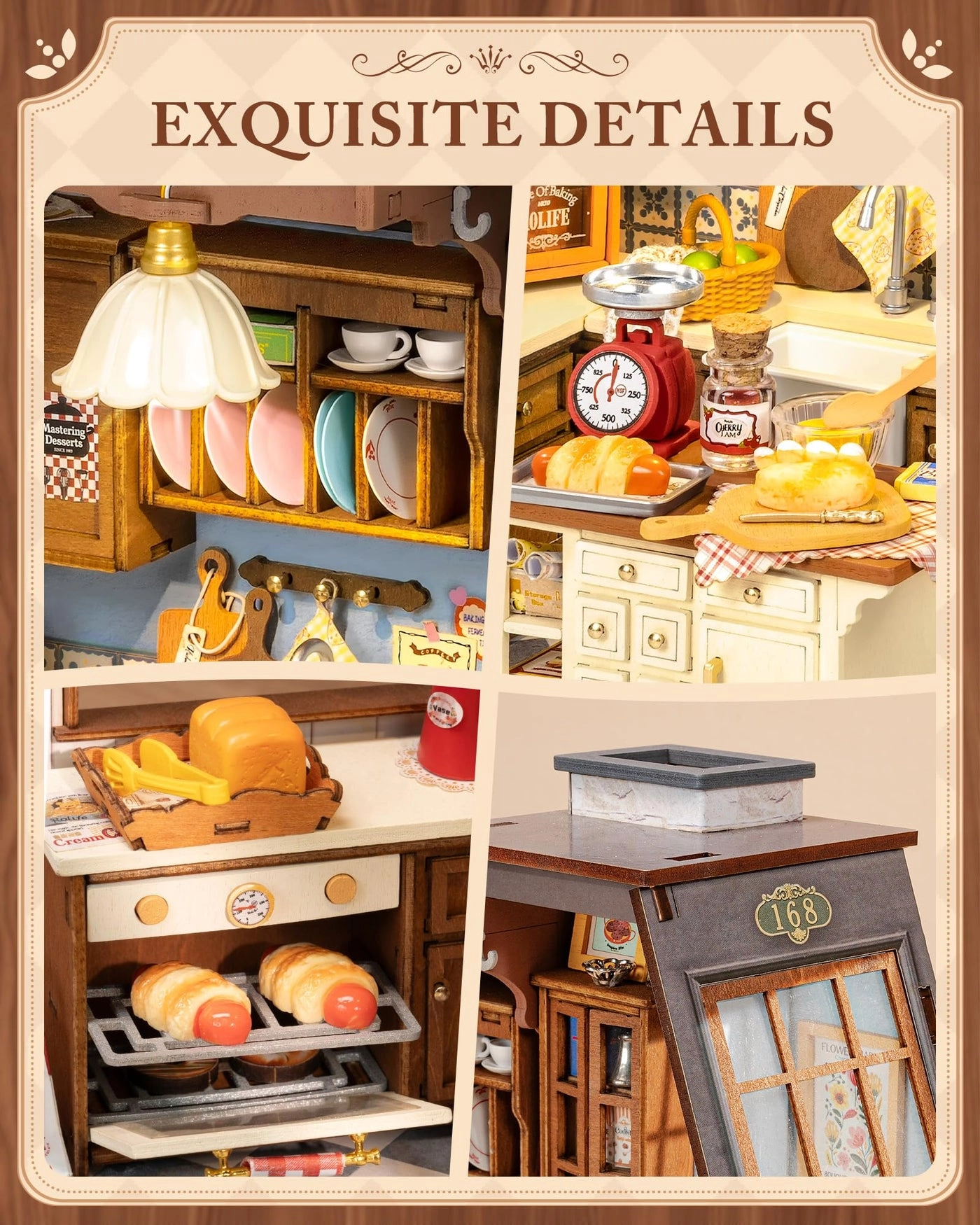 Dollhouse Kitchen Bakery Kit - cream Wood