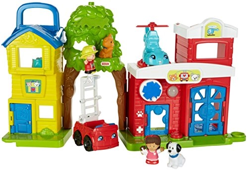 Fisher-Price Little People Animal Rescue - Mia Firefighter Rob dog cat 4 pcs
