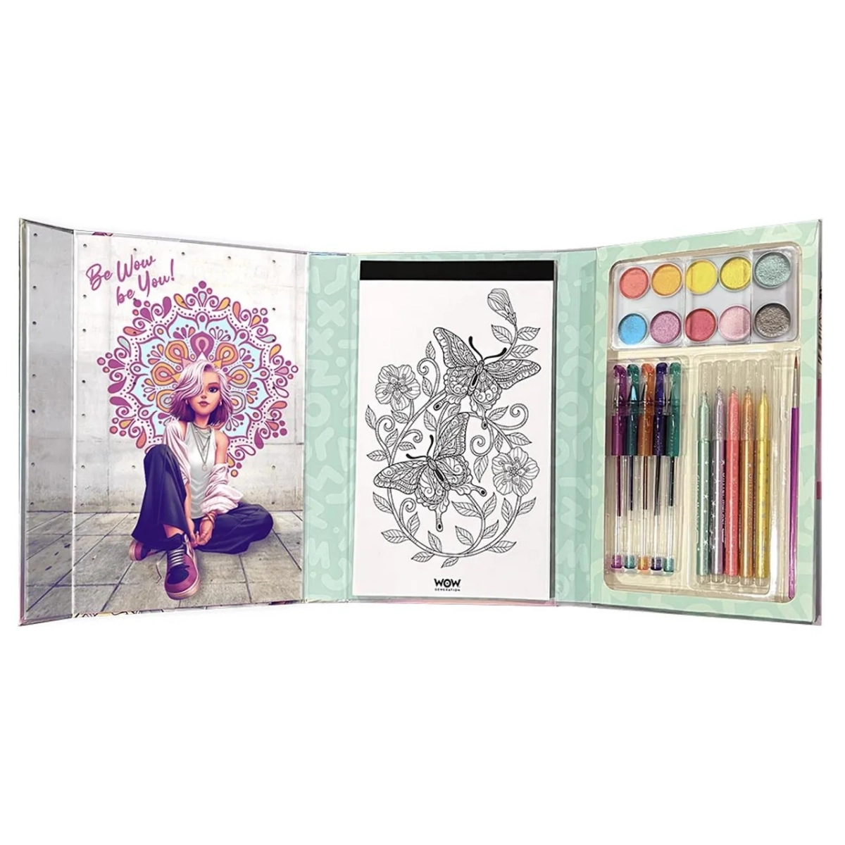 Mandala Art Kit - 40 sheets 5 glitter markers 5 glitter gel pens 10 glitter watercolors