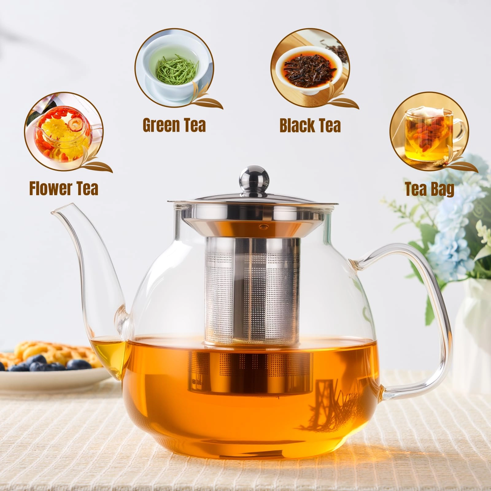 Glass Teapot - Borosilicate Glass 50 OZ/1500ml