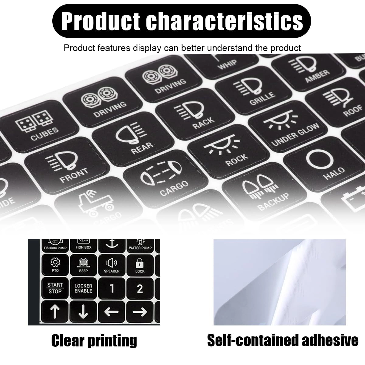 Switch Panel Sticker - Vertical 120PCS Black