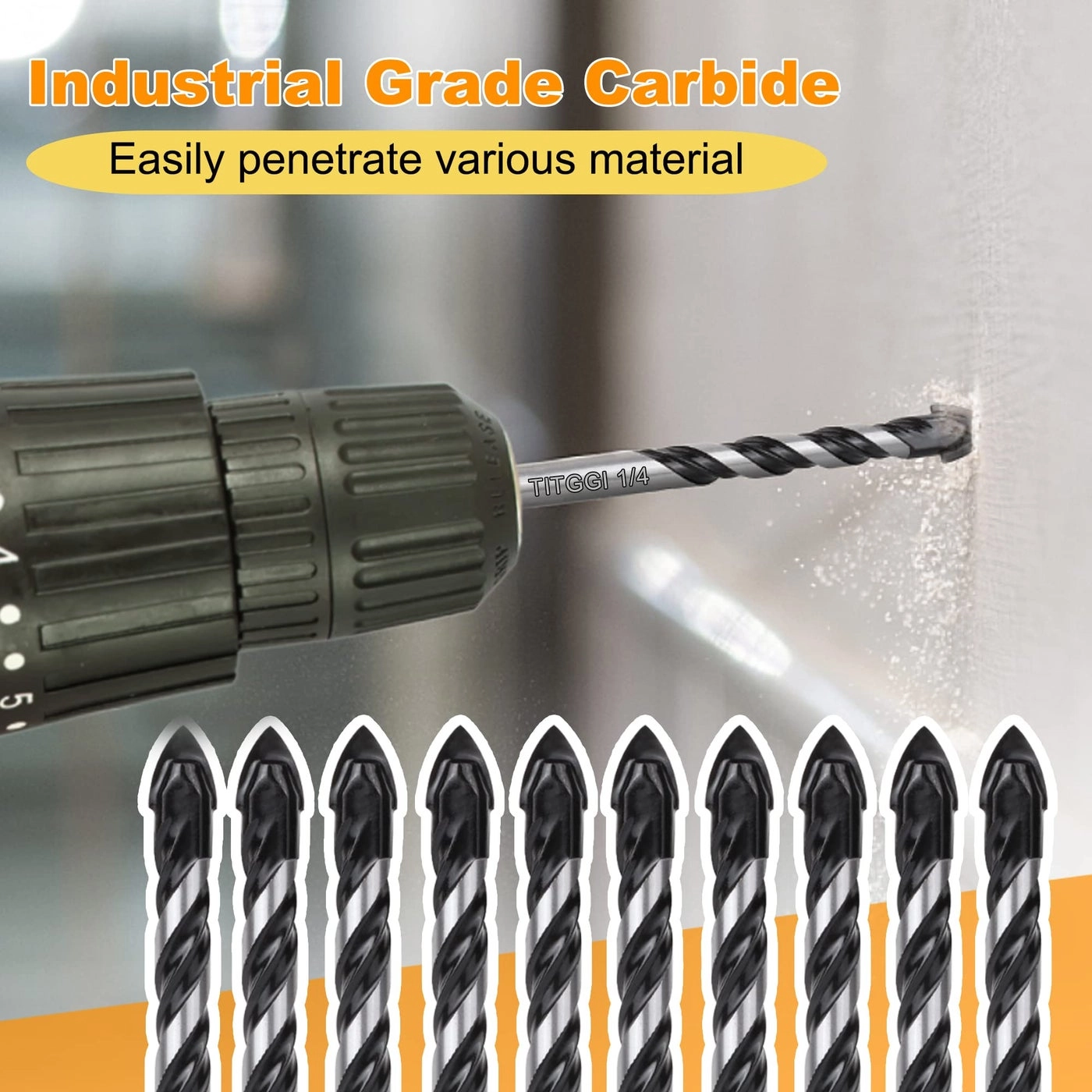 Masonry Drill Bit Set - Carbide 10PCS 1/4"